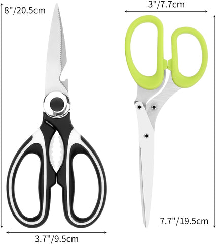 Image of Kitchen Shears, 2-Pack Heavy Duty Kitchen Scissors, Dishwasher Safe Meat Scissors, Stainless Steel Herb Scissors General Use for Chicken, Poultry, Fish, Chive, Meat, Basil, Multipurpose Sharp Sissors
