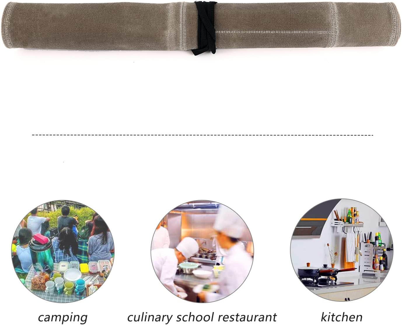 Knife Roll, Chef’S Knife Roll Case, Waxed Canvas Cutlery Knives Holders Protectors, Home Kitchen Cooking Tools and Utensils Wrap Bag Wallet , Multi-Purpose Brush Roll Bag, Travel Tool Roll Pouch