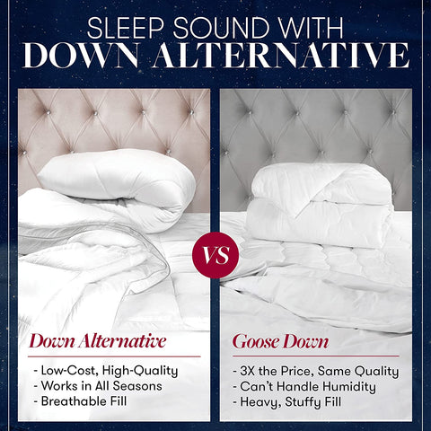 Image of Beckham Hotel Collection Goose down Alternative Reversible - All Season - Premium Quality Luxury Comforter - Full/Queen - Navy/Sleet