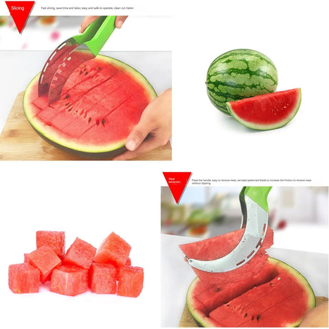 Image of Watermelon Slicer Cutter, Watermelon Fork Slicer, Summer Watermelon Cutting Artifact, Stainless Steel Fruit Forks Slicer Knife for Family Parties Camping