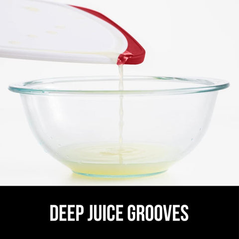 Image of The Original  Oversized 100% BPA Free Reversible Durable Kitchen Cutting Board Set of 3, Dishwasher Safe, Nonslip Handle Border Plastic Boards, Juice Grooves, Chopping Food, Cooking, Red