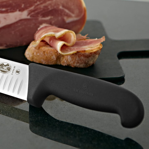 Image of Victorinox-Swiss-Army- 47645 Cutlery Fibrox Pro Slicing Knife, Granton Blade, Black, 12-Inch