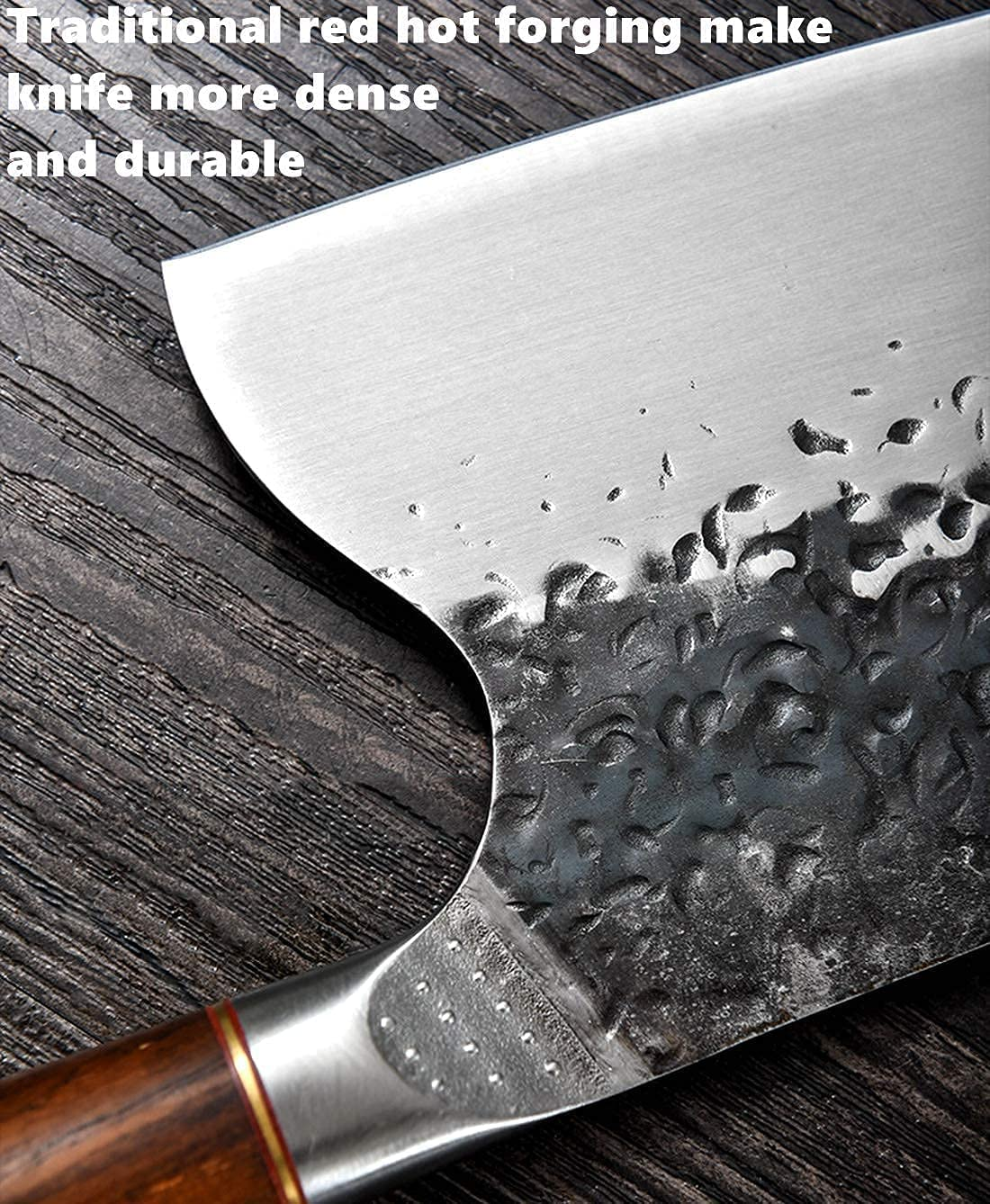 Handmade Forged Serbian Meat Cleaver Knife with Sheath Chef'S Knvies Full Tang Butcher Knife Outdoor Meat Vegetable Cleaver for Family, BBQ or Camping (Silver)
