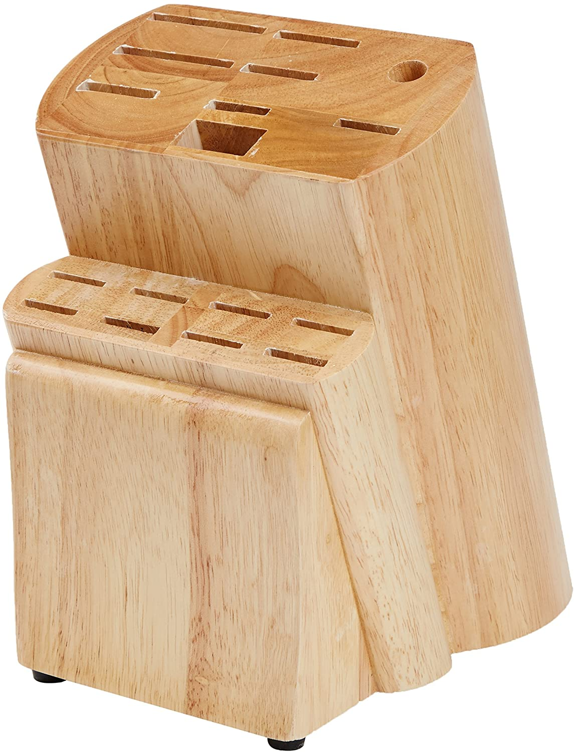 Amazon Basics 18-Piece Premium Kitchen Knife Block Set, High-Carbon Stainless Steel Blades with Pine Wood Knife Block