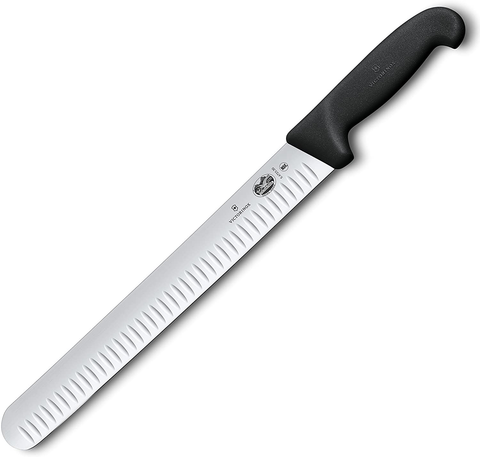 Image of Victorinox-Swiss-Army- 47645 Cutlery Fibrox Pro Slicing Knife, Granton Blade, Black, 12-Inch