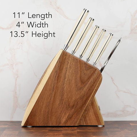 Image of Wusthof Classic Ikon Creme 7 Piece Slim Knife Block Set (Acacia Block)
