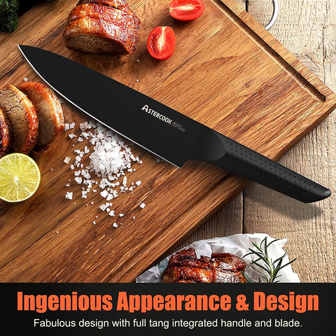 Image of Chef Knife, 8 Inch Pro Kitchen Knife Dishwasher Safe, High Carbon German Stainless Steel Chef'S Knives with Ergonomic Handle, Elegant Black, Best Gifts