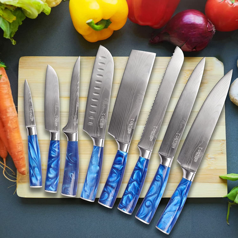 Image of Kitchen Chef Knife Set 8 PCS, 3.5-8" 5Cr15Mov Stainless Steel High Carbon Boxed Knives with Ergonomic Handle, Professional Ultra Sharp Japanese Knives for Vegetable Fruit Meat Cutting, Business Gift