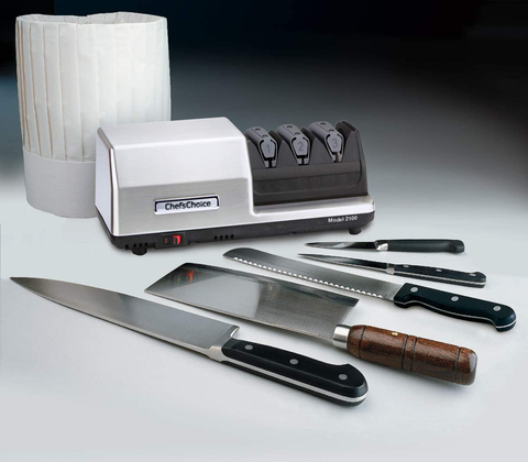 Image of Chef'Schoice Commercial Edgeselect Diamond Hone Electric Kitchen Knife Sharpener NSF Approved, 3-Stage, Silver