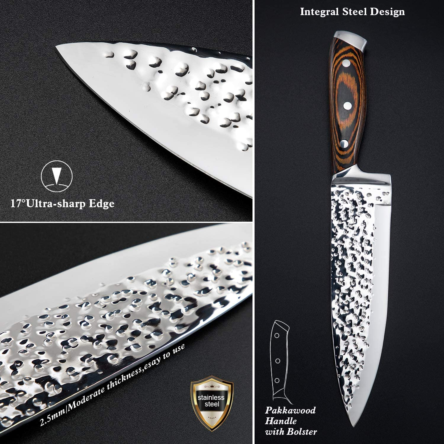Knife Set, 15-Piece Kitchen Knife Set, Ultra Sharp German Stainless Steel Kitchen Knife Set with Block ,Ergonomic Handle Full Tang Forged Gift with Premium Box