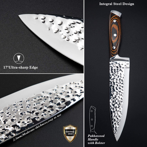 Image of Knife Set, 15-Piece Kitchen Knife Set, Ultra Sharp German Stainless Steel Kitchen Knife Set with Block ,Ergonomic Handle Full Tang Forged Gift with Premium Box