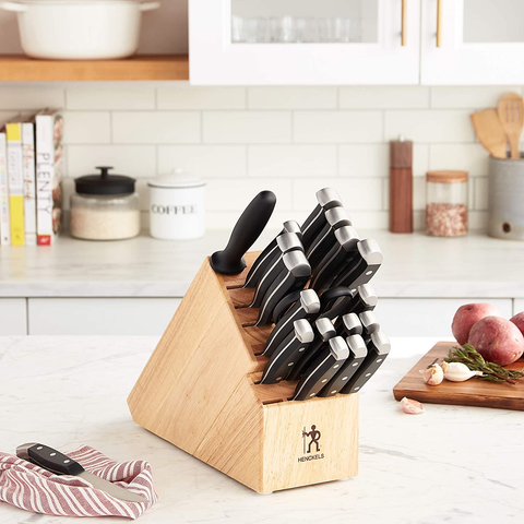 Image of HENCKELS Statement 20-Pc Kitchen Knife Set with Block, Chef Knife, Bread Knife, Utility Knife, Steak Knife Set, Natural