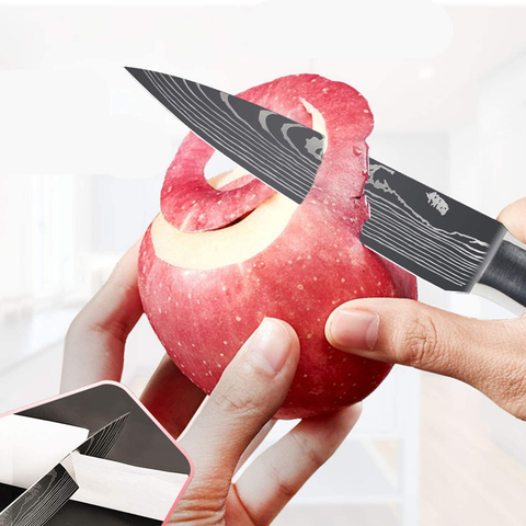Image of MDHAND Professional Kitchen Chef Knife Set, High-Carbon Stainless Steel Chef Knife Set with Cover, 5 Piece Knifes Set