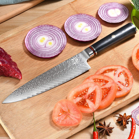 Image of Chef Knife Damascus Japanese Chefs Knife 8 Inch VG10 Kitchen Knife Sharpest 67-Layer Damascus Steel Knife, Ergonomic,Superb Edge Retention, Gyuto Chef Knife with Gift Box