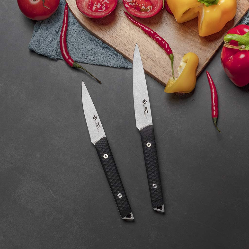 BGT Kitchen Knife Set, 5Pcs Professional Chef Knife Set with Bag, Stonewashed Swedish Sandvik 12C27 Steel Kitchen Knife Set with G10 Handle