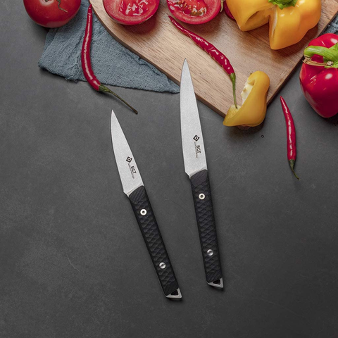 Image of BGT Kitchen Knife Set, 5Pcs Professional Chef Knife Set with Bag, Stonewashed Swedish Sandvik 12C27 Steel Kitchen Knife Set with G10 Handle