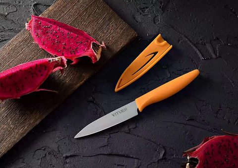 Image of Paring Knife, Vituer 8PCS Paring Knives (4 Knives and 4 Knife Cover), 4 Inch Peeling Knife, Fruit and Vegetable Knife, Ultra Sharp Kitchen Knives, German Steel, PP Plastic Handle