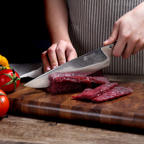 Image of PAUDIN Damascus Chef Knife, 8 Inch Professional High Carbon VG10 Stainless Steel Kitchen Knife, Ultra Sharp Blade Kitchen Knives with Full Tang Ergonomic G10 Handle for Home Kitchen and Restaurant