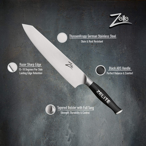 Image of Zelite Infinity Kiritsuke Chef Knife 9 Inch - Comfort-Pro Series - German High Carbon Stainless Steel - Razor Sharp