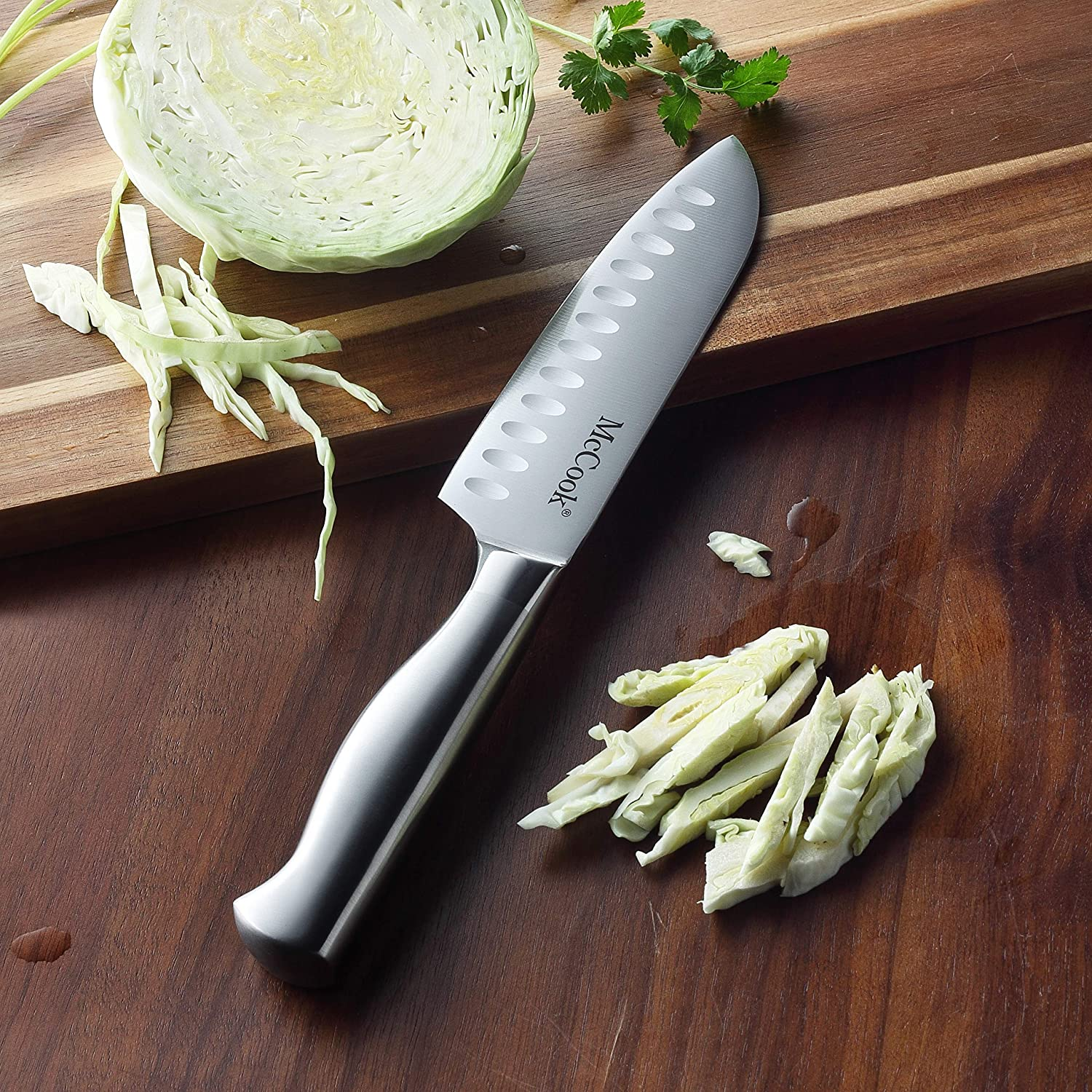 Mccook MC21 Knife Sets,15 Pieces German Stainless Steel Knife Block Sets with Built-In Sharpener