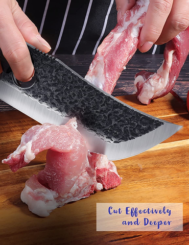 Image of DRGSKL Hand Forged Meat Cleaver Knife Butcher Knife for Meat Cutting Full Tang Chef Knife with Belt Sheath and Gift Box High Carbon Steel Knife Grilling Knife for Kitchen or Camping Outdoor
