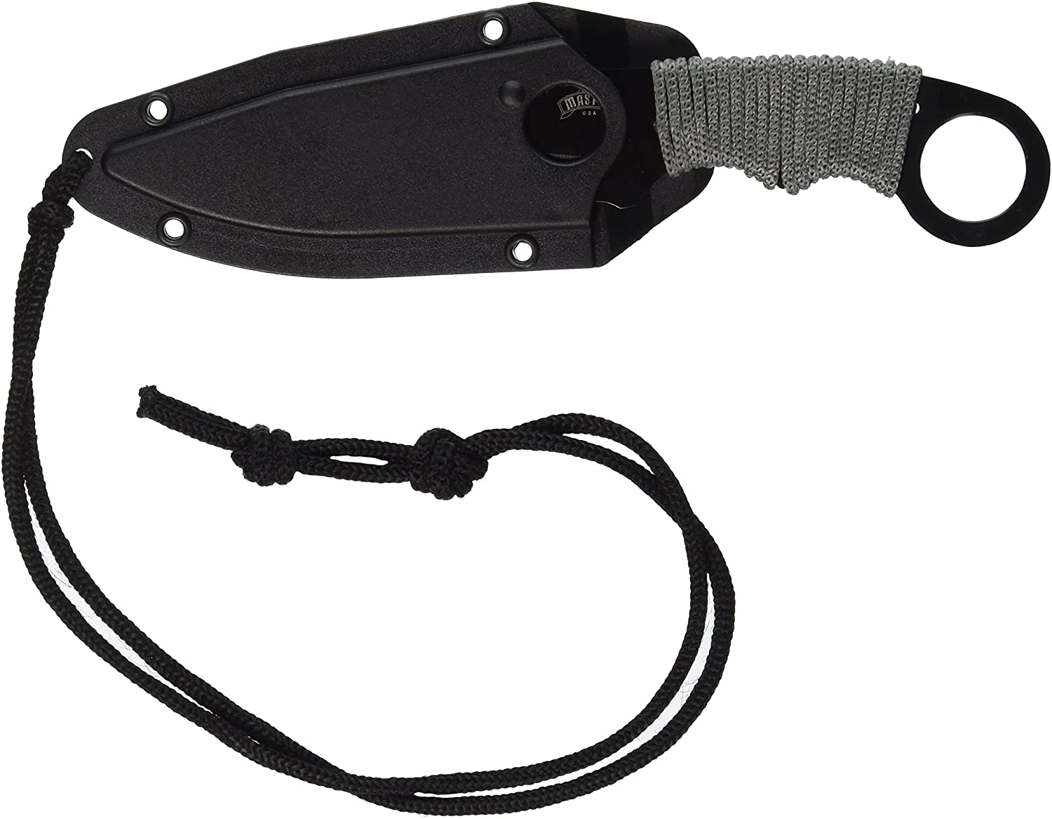 Master USA MU-1119GC Tactical Neck Knife, Black Blade, Cord-Wrapped Steel Handle, 6.75-Inch Overall