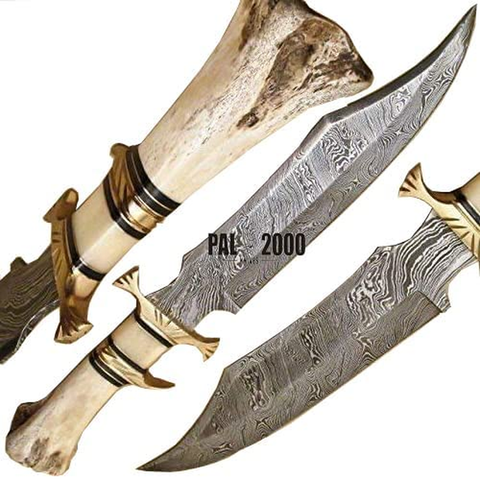 Image of Knives - Custom Handmade Inch Knife - Hand Forged Damascus Steel Knife - Knife with Sheath - (9871)