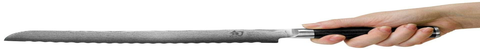 Image of Shun Classic 9” Bread Knife with VG-MAX Steel Serrated Edge and Ebony Pakkawood Handle, 9", Silver