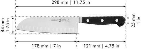Image of HENCKELS Classic Hollow Edge Santoku Knife, 7-Inch, Black, Stainless Steel