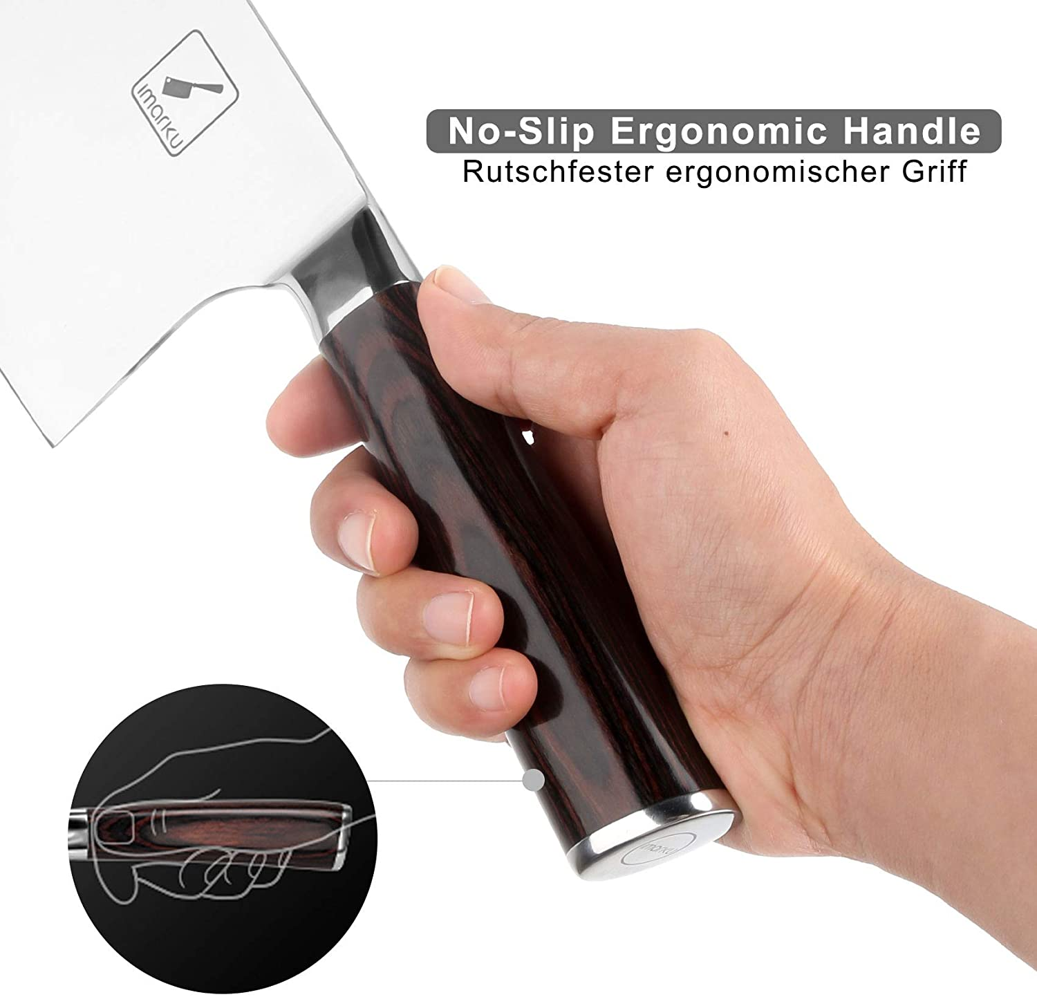 Cleaver Knife - Imarku 7 Inch Meat Cleaver - 7CR17MOV German High Carbon Stainless Steel Butcher Knife with Ergonomic Handle for Home Kitchen and Restaurant, Ultra Sharp
