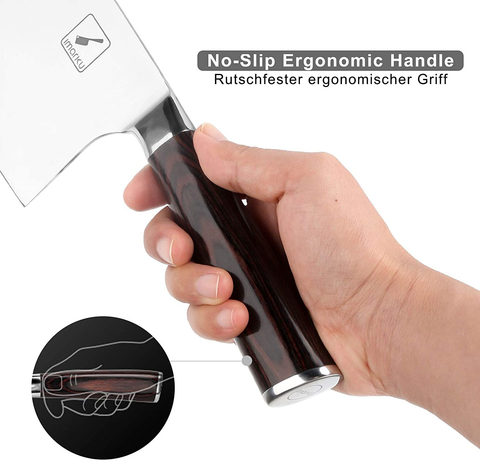 Image of Cleaver Knife - Imarku 7 Inch Meat Cleaver - 7CR17MOV German High Carbon Stainless Steel Butcher Knife with Ergonomic Handle for Home Kitchen and Restaurant, Ultra Sharp
