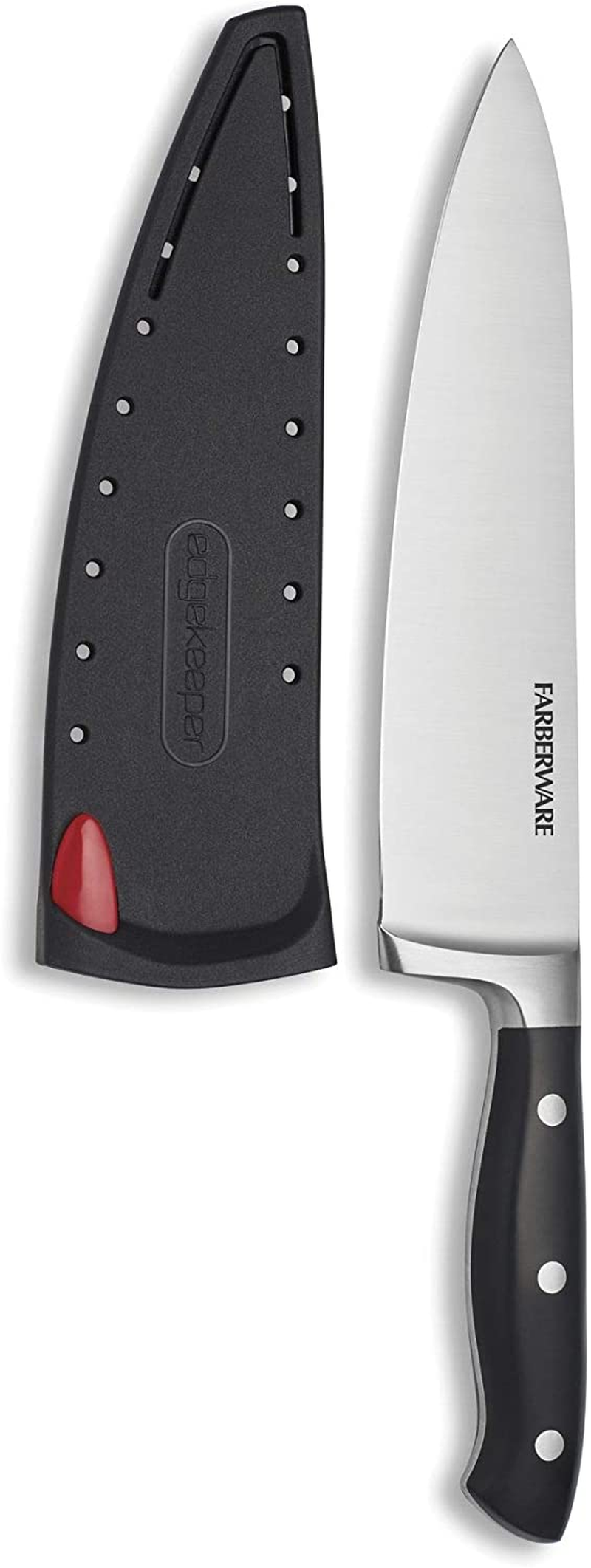 Farberware - 5173577 Farberware Edgekeeper 8 Inch Forged Triple Riveted Chef Knife with Self-Sharpening Sleeve, Black