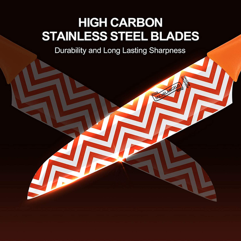 Image of MICHELANGELO Kitchen Knife Set 10 Piece, Knife Sets for Kitchen, High Carbon Stainless Steel Kitchen Knife Set, Colored Kitchen Knifes Set- 5 Knives & 5 Knife Sheath Covers