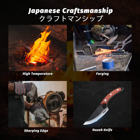 Image of Huusk Viking Knives Hand Forged Boning Knife Full Tang Japanese Chef Knife with Sheath Butcher Meat Cleaver Japan Kitchen Knife for Home, Outdoor, Camping