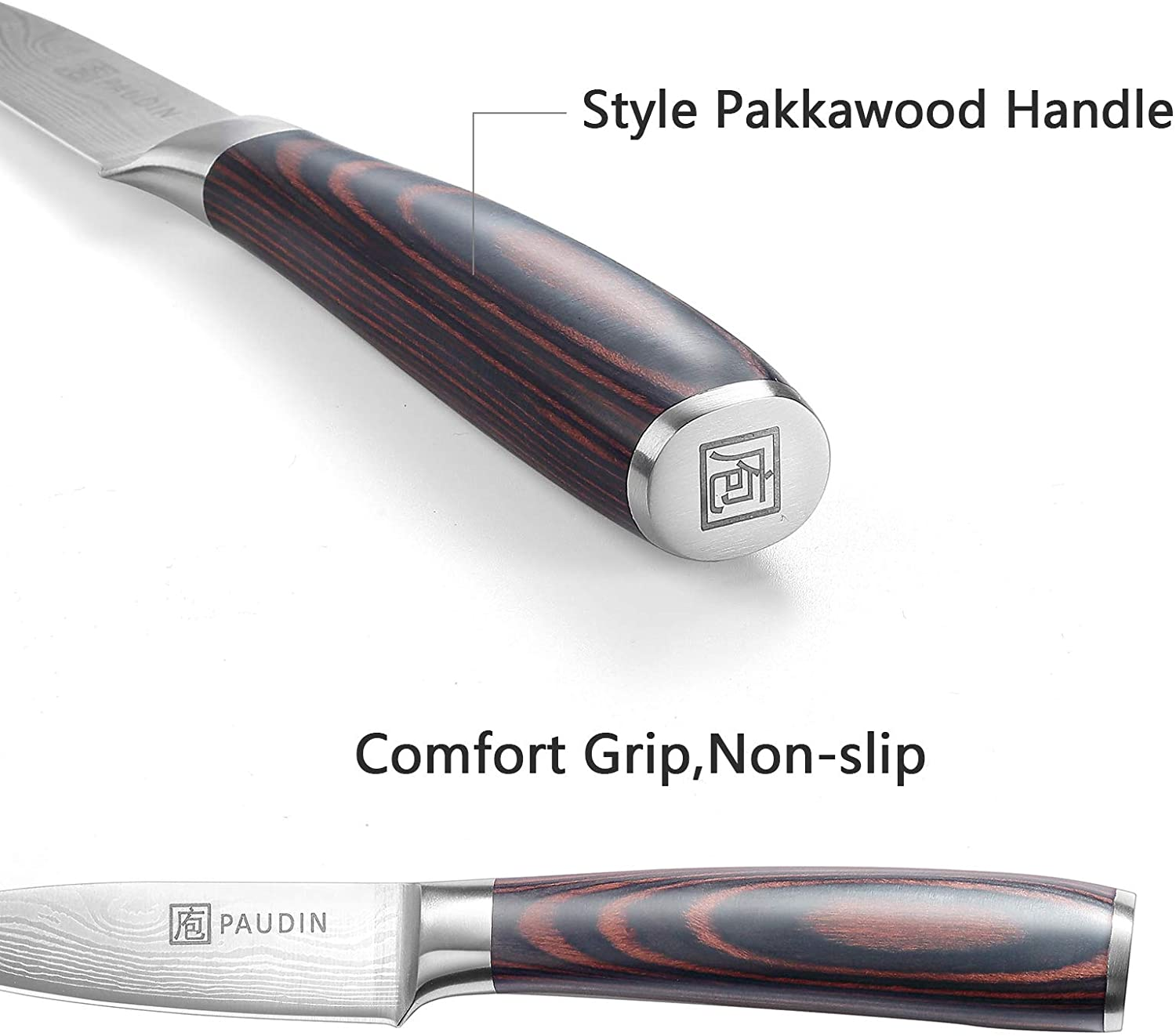 Paring Knife - PAUDIN 3.5 Inch Kitchen Knife N8 German High Carbon Stainless Steel Knife, Fruit and Vegetable Cutting Chopping Carving Knives