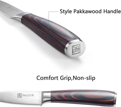 Image of Paring Knife - PAUDIN 3.5 Inch Kitchen Knife N8 German High Carbon Stainless Steel Knife, Fruit and Vegetable Cutting Chopping Carving Knives