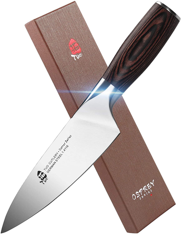 Image of TUO Chef Knife 6 Inch - Professional Kitchen Cooking Knife Japanese Gyuto Knives Vegetable Meat and Fruit - German HC Stainless Steel - Ergonomic Pakkawood Handle - Osprey Series with Gift Box