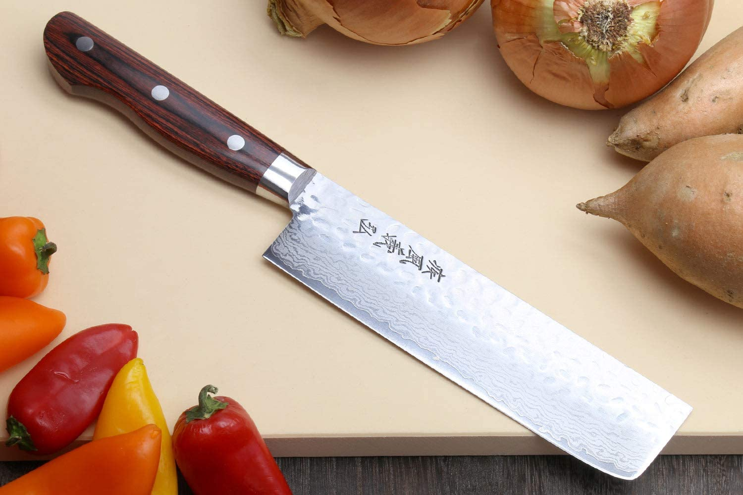 YOSHIHIRO- Hammered Damascus Chef Knife 6PC SET - MADE in JAPAN