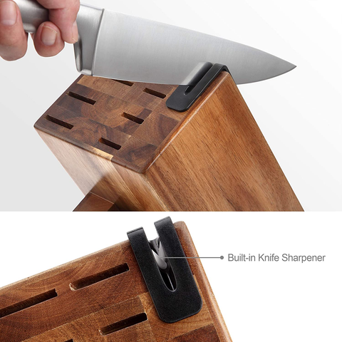Image of Mccook MC35 Knife Sets,11 Pieces German Stainless Steel Hollow Handle Self Sharpening Kitchen Knife Set in Acacia Block