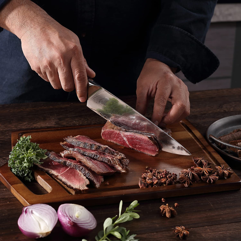 Image of PAUDIN Damascus Chef Knife, 8 Inch Professional High Carbon VG10 Stainless Steel Kitchen Knife, Ultra Sharp Blade Kitchen Knives with Full Tang Ergonomic G10 Handle for Home Kitchen and Restaurant