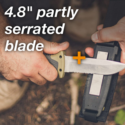 Image of Gerber Gear Ultimate Knife, Tactical Knife with Fire Starter, Sharpener, and Knife Sheath, 4.75” Blade (31-003941)