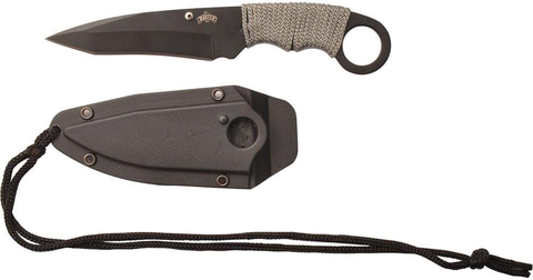 Image of Master USA MU-1119GC Tactical Neck Knife, Black Blade, Cord-Wrapped Steel Handle, 6.75-Inch Overall