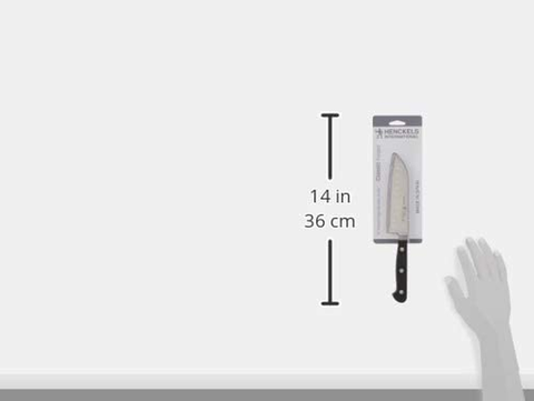 Image of HENCKELS Classic Hollow Edge Santoku Knife, 5-Inch, Black/Stainless Steel