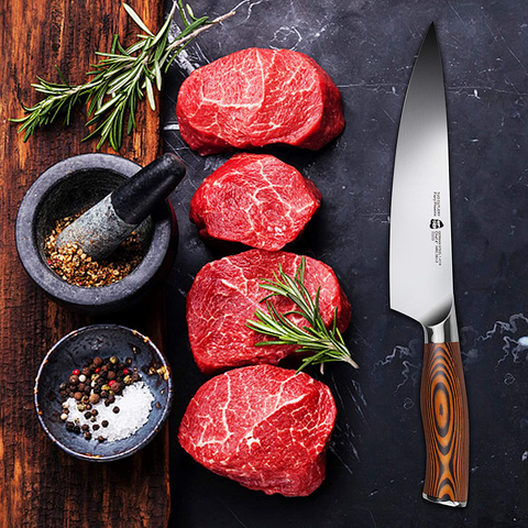 Image of TUO Chef Knife Chef’S Knife Kitchen Knives Razor Sharp 8 Inch High Carbon German Stainless Steel Cutlery Rust Resistant Comfortable Pakkawood Handle Gift Packaging Fiery Phoenix Series