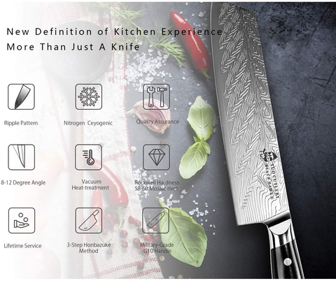 Image of TUO Kiritsuke Chef Knife - Vegetable Cleaver Kitchen Knife 8.5-Inch High Carbon Stainless Steel - Japanese Knives with G10 Full Tang Handle - Black Hawk-S Knives Including Gift Box
