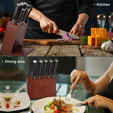 Image of Knife Set, Imarku 16-Pieces Premium Kitchen Knife Set, German Stainless Steel Knife Set with Block and Knife Sharpener