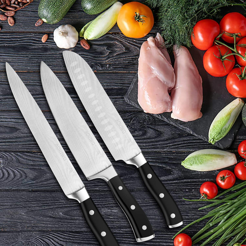 Image of Knife Set, 21 Pieces Kitchen Knife Set with Block Wooden, Germany High Carbon Stainless Steel Professional Chef Knife Block Set, Ultra Sharp, Forged, Full-Tang (Black)