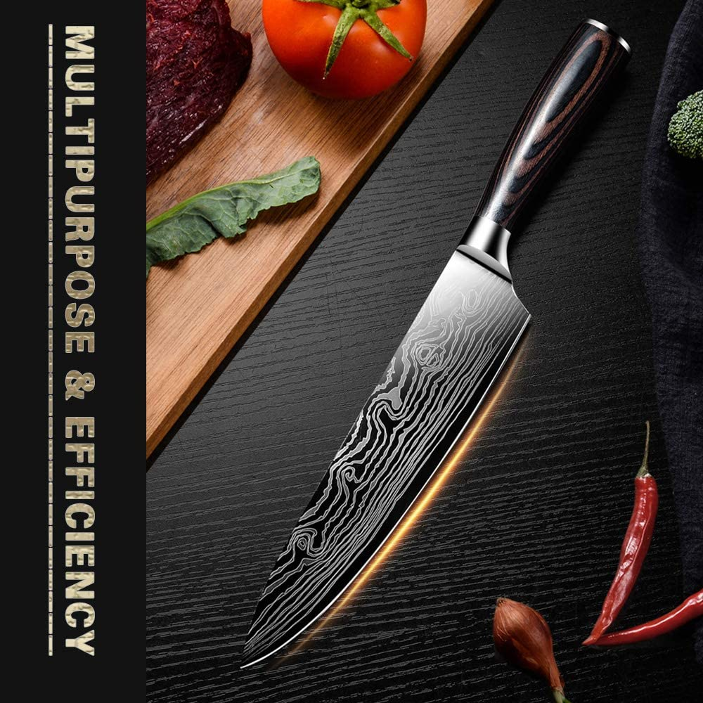 Professional Chef Knife, 8 Inch Pro Kitchen Knife, German High Carbon Stainless Steel Knife with Ergonomic Handle
