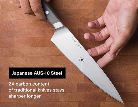 Image of Misen Chef Knife - 8 Inch Professional Kitchen Knife - High Carbon Steel Ultra Sharp Chef'S Knife, Gray