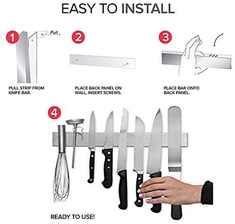 Image of Modern Innovations 16 Inch Stainless Steel Magnetic Knife Bar - Use as Knife Holder, Knife Rack, Knife Strip, Kitchen Utensil Holder and Tool Holder